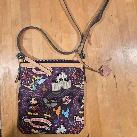 Dooney & Bourke Walt Disney World MICKEY SKETCH PURPLE Letter Carrier Crossbody - Picture 2 of 6